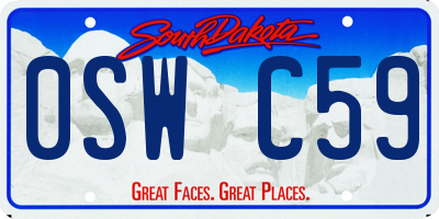 SD license plate 0SWC59