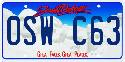 SD license plate 0SWC63