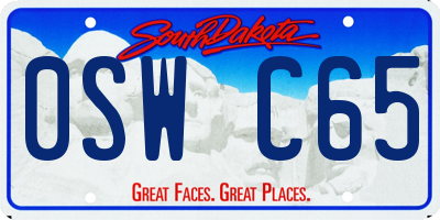 SD license plate 0SWC65