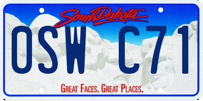 SD license plate 0SWC71