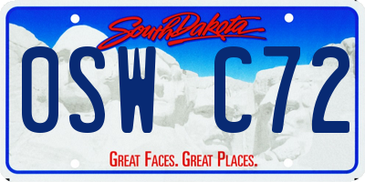 SD license plate 0SWC72