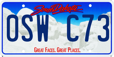 SD license plate 0SWC73