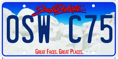 SD license plate 0SWC75