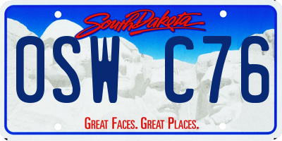 SD license plate 0SWC76