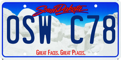 SD license plate 0SWC78