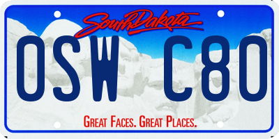 SD license plate 0SWC80