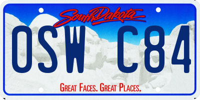 SD license plate 0SWC84
