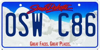 SD license plate 0SWC86