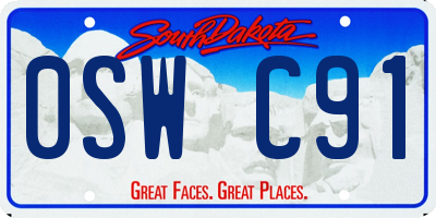 SD license plate 0SWC91