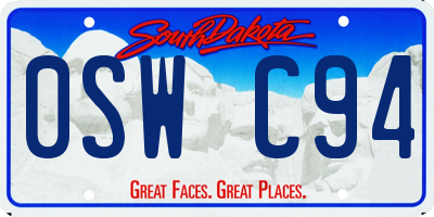 SD license plate 0SWC94
