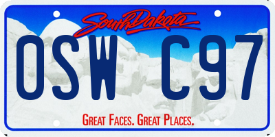 SD license plate 0SWC97