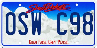 SD license plate 0SWC98