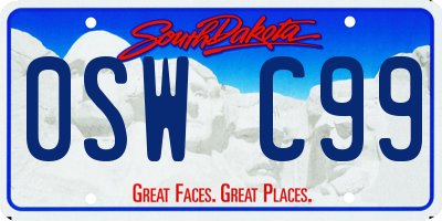 SD license plate 0SWC99