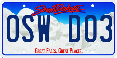 SD license plate 0SWD03