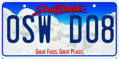 SD license plate 0SWD08
