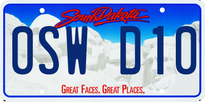 SD license plate 0SWD10