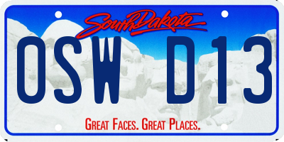 SD license plate 0SWD13