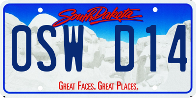 SD license plate 0SWD14