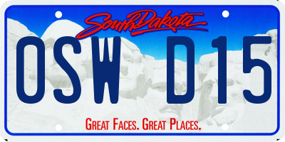 SD license plate 0SWD15