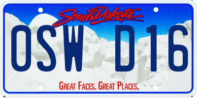 SD license plate 0SWD16