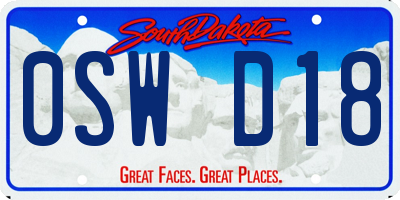 SD license plate 0SWD18
