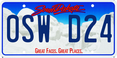 SD license plate 0SWD24
