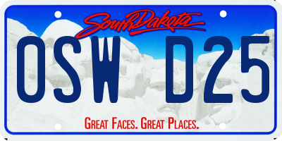 SD license plate 0SWD25