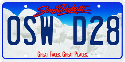 SD license plate 0SWD28