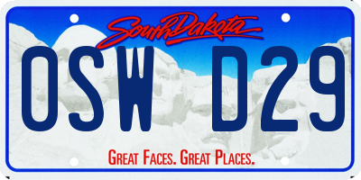 SD license plate 0SWD29
