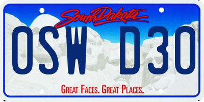 SD license plate 0SWD30