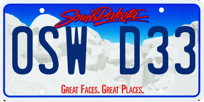 SD license plate 0SWD33