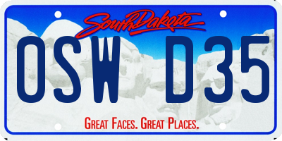 SD license plate 0SWD35