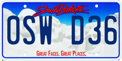 SD license plate 0SWD36