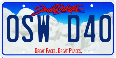 SD license plate 0SWD40
