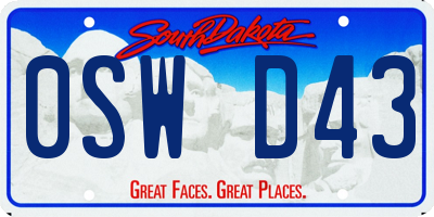 SD license plate 0SWD43