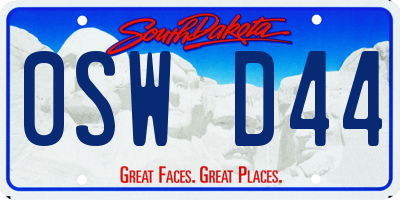 SD license plate 0SWD44
