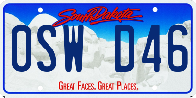 SD license plate 0SWD46