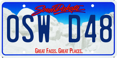 SD license plate 0SWD48