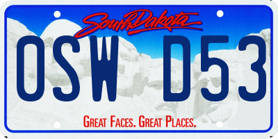 SD license plate 0SWD53