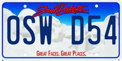SD license plate 0SWD54