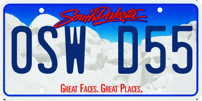 SD license plate 0SWD55
