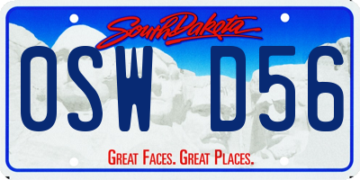 SD license plate 0SWD56
