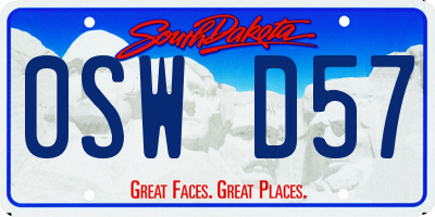 SD license plate 0SWD57