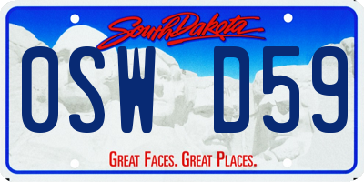 SD license plate 0SWD59