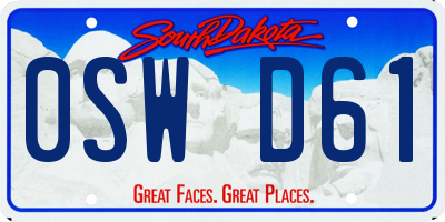 SD license plate 0SWD61