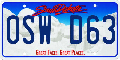 SD license plate 0SWD63