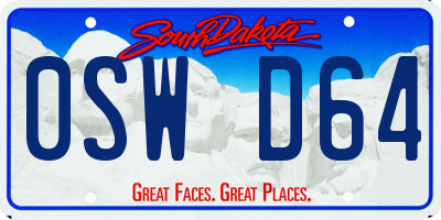 SD license plate 0SWD64