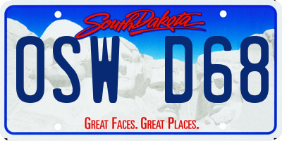 SD license plate 0SWD68
