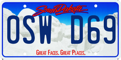 SD license plate 0SWD69