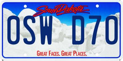 SD license plate 0SWD70